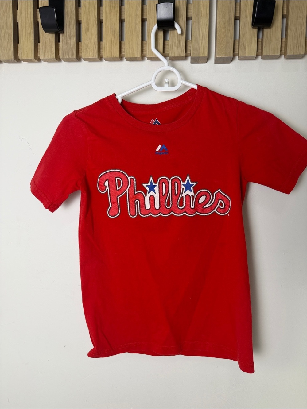 Kids Majestic Red Phillies Short-Sleeve Kids Tee size small 8